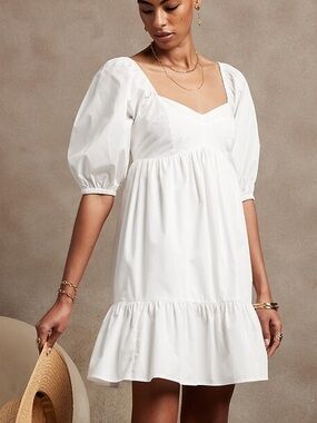 BANANA REPUBLIC Baby Mini Dress White Milkmaid Women’s Size XXS Regency Prep